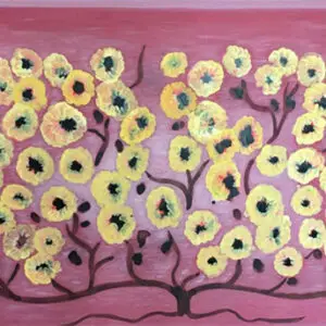 Arbre en fleurs jaune