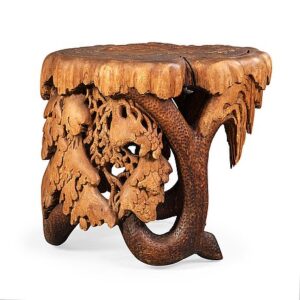 Solid carved side table