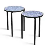 MARIUS FERNANDEZ paire de tables appoint bleu